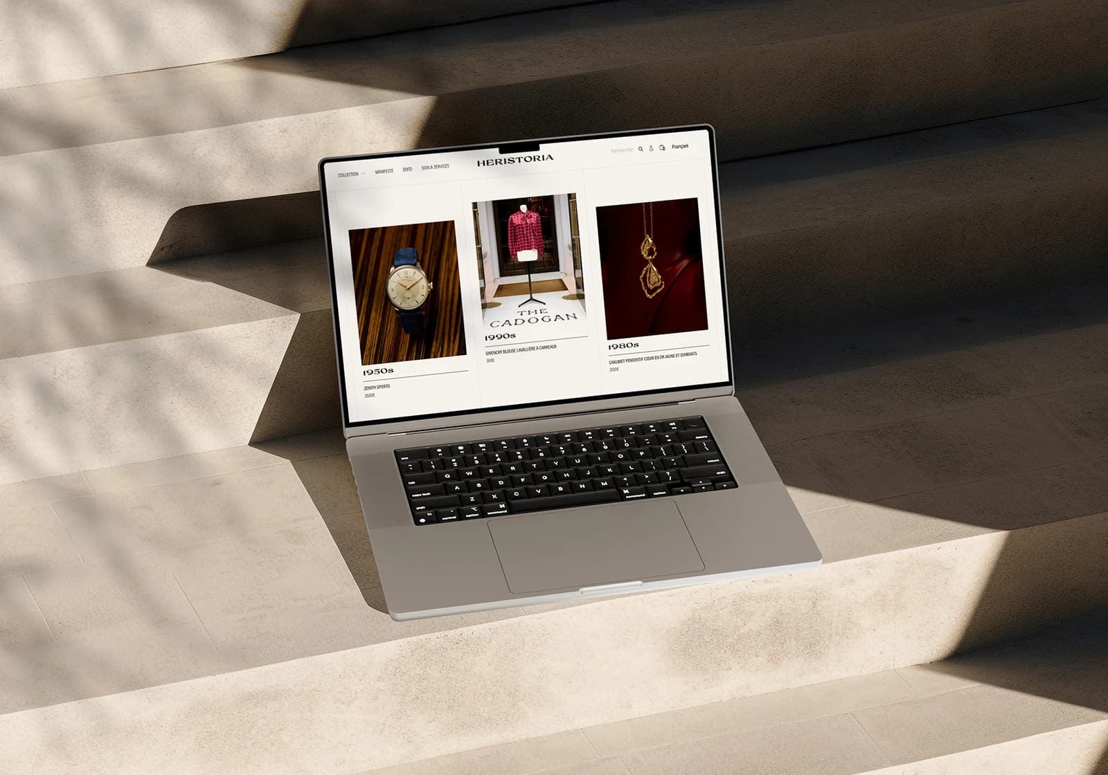 Aperçu de la boutique en ligne Heristoria sur ordinateur et mobile
