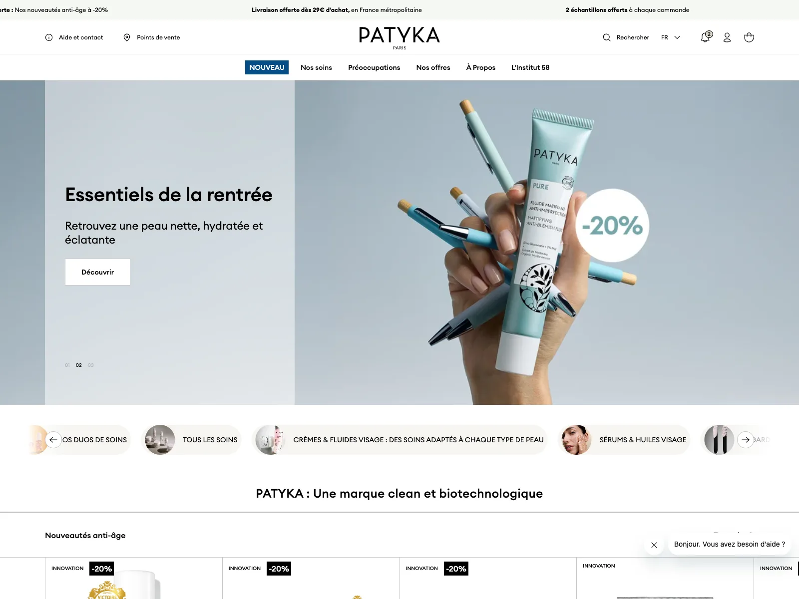 Aperçu du site Patyka